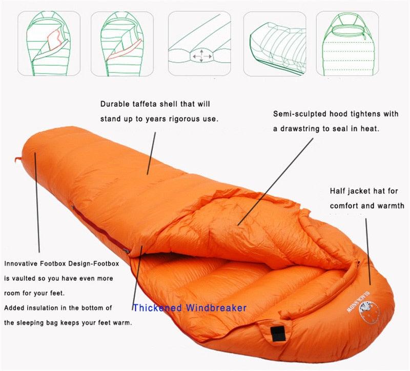 Very Warm White Goose Down Filled Adult Sleeping Bag - Winter Thermal 4 kinds of Thickness - Camping Travel (D79)(2LT1)