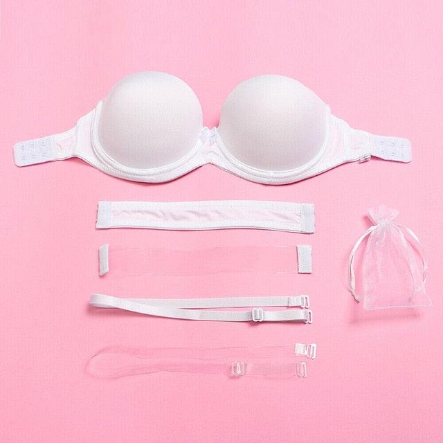 Trending Gorgeous Women's Strapless Bra - Non-slip Push Up Solid Lingerie - Plus Size - Big Breast (D27)(TSB1)