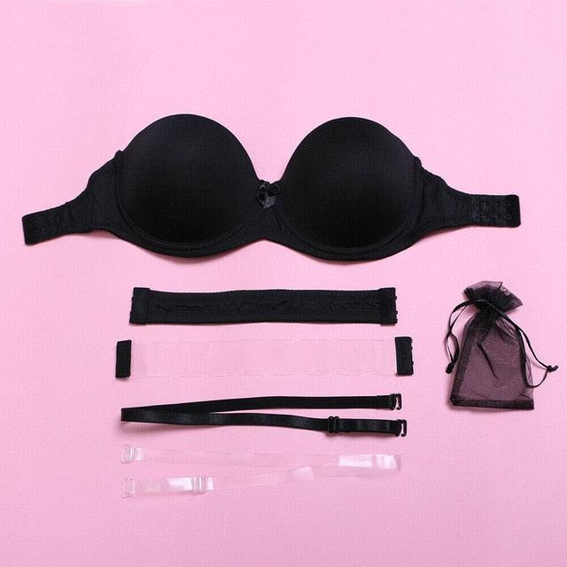 Trending Gorgeous Women's Strapless Bra - Non-slip Push Up Solid Lingerie - Plus Size - Big Breast (D27)(TSB1)