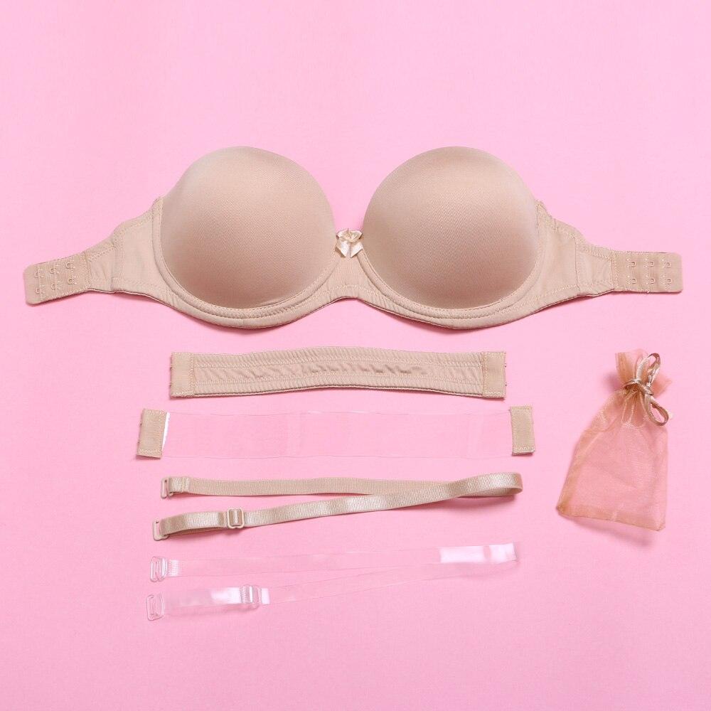 Trending Gorgeous Women's Strapless Bra - Non-slip Push Up Solid Lingerie - Plus Size - Big Breast (D27)(TSB1)