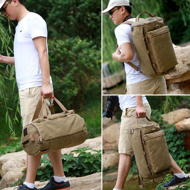 Men Travel Bag - Large Capacity Travel Duffle Rucksack Male Carry on Luggage - Storage Bucket (D78)(LT3)