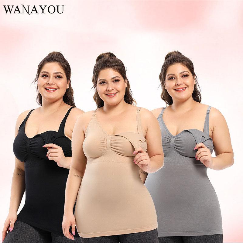 Trending Front Buckle Large Size Maternity Yoga Vest - Padded Breastfeeding Tank Top - Breathable Sports Yoga Shirts (4Z2)