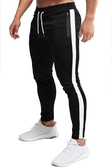 Outdoor Men's Casual Joggers Cotton Sweatpants - Gym Workout Quick Dry Sport Stripe Trousers (1U101)(1U9)(1U11)
