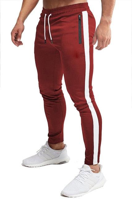 Outdoor Men's Casual Joggers Cotton Sweatpants - Gym Workout Quick Dry Sport Stripe Trousers (1U101)(1U9)(1U11)