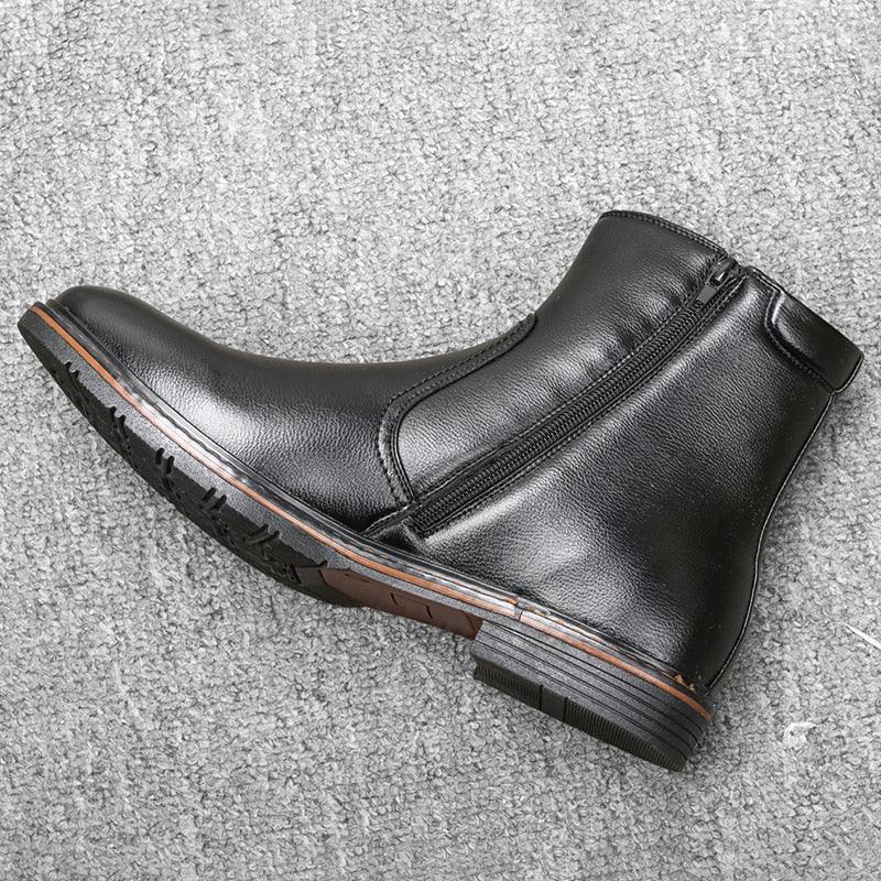 Retro Leather Winter Boots - Handmade Men's Shoes (MSB1)(MSF6)W