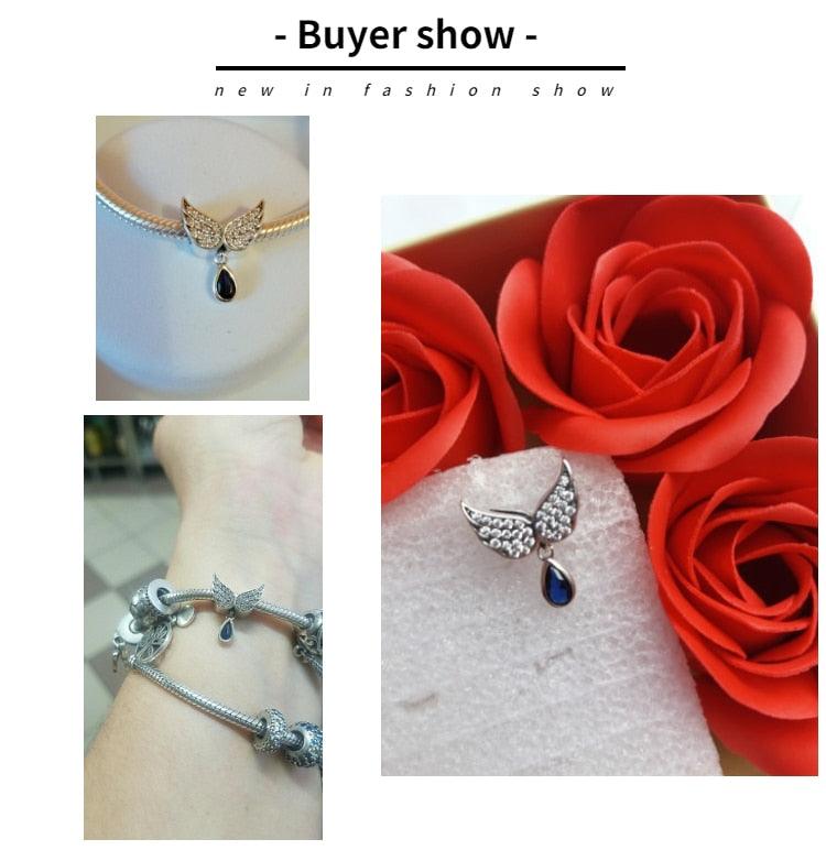 Hot Sale Real 925 Sterling Silver Angel Wings Pendant Charm (6JW)