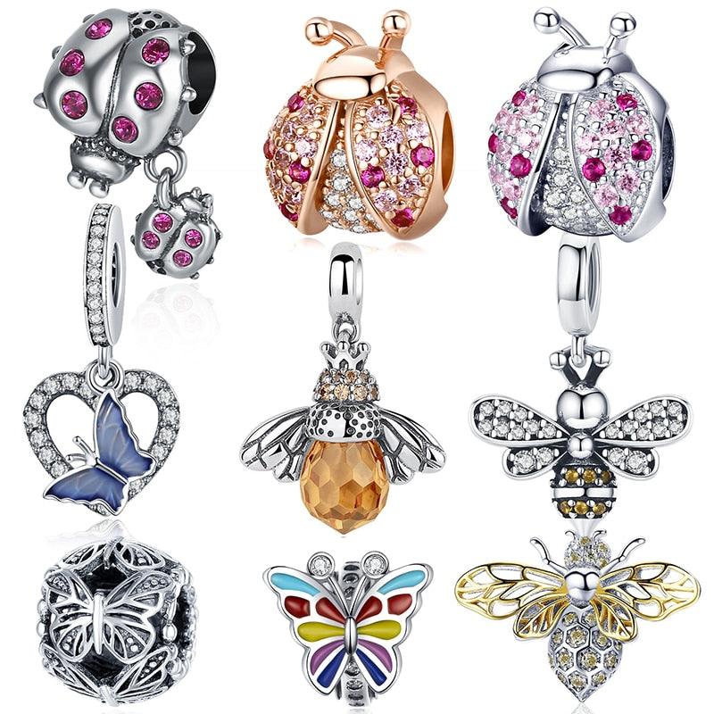 Gorgeous Butterfly Charms - Real 925 Sterling Silver Zircon Beads (6JW)(F81)