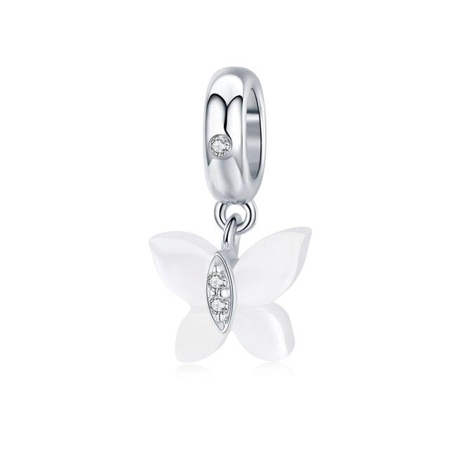 Gorgeous Butterfly Charms - Real 925 Sterling Silver Zircon Beads (6JW)(F81)