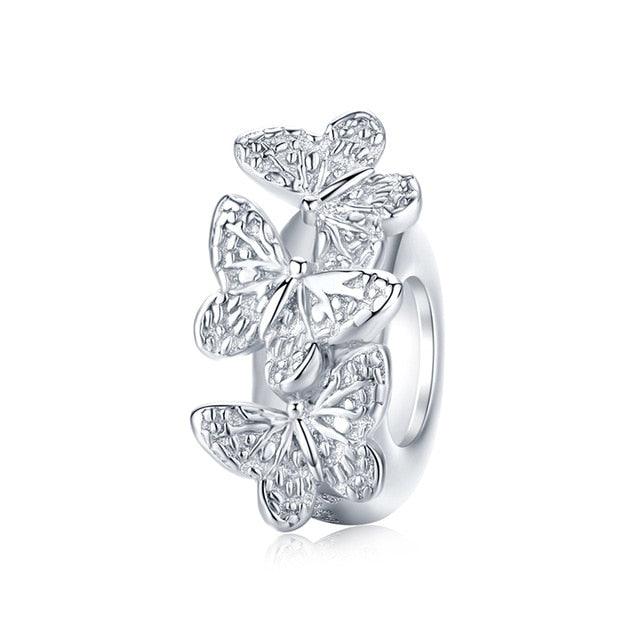 Gorgeous Butterfly Charms - Real 925 Sterling Silver Zircon Beads (6JW)(F81)
