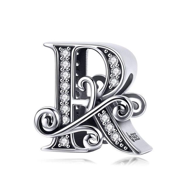 Cute Letters Beads - 925 Sterling Silver Alphabet Charms - Fit Original Bracelet Pendant (6JW)(F81)