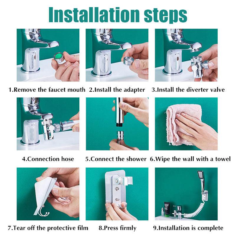 Wall Mounted Bathroom Basin Faucet Nozzle Extended Faucet Sprinkler Shower Head (B&3)(1U65)
