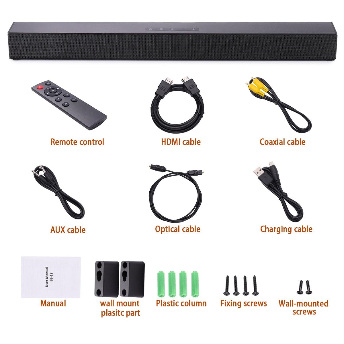 Wall-mounted TV Soundbar -Home Theater 40W Bluetooth Speaker Support Optical HDMI (HA5)(1U57)