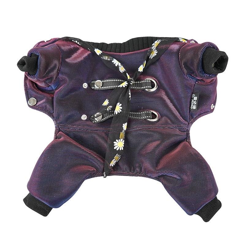 Amazing Warm Dog Clothes Reflective Pet Dog Jumpsuit - Pet Autumn Winter Costume With Flower Scarf Pet Outfit (2U69)