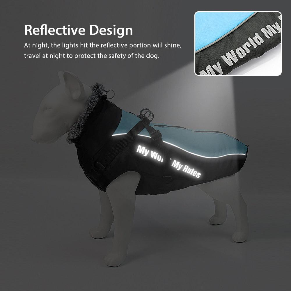 Warm Pet Clothes Winter Thicken Dog Coat Harness For Medium Large Dogs - Vest Waterproof (W1)