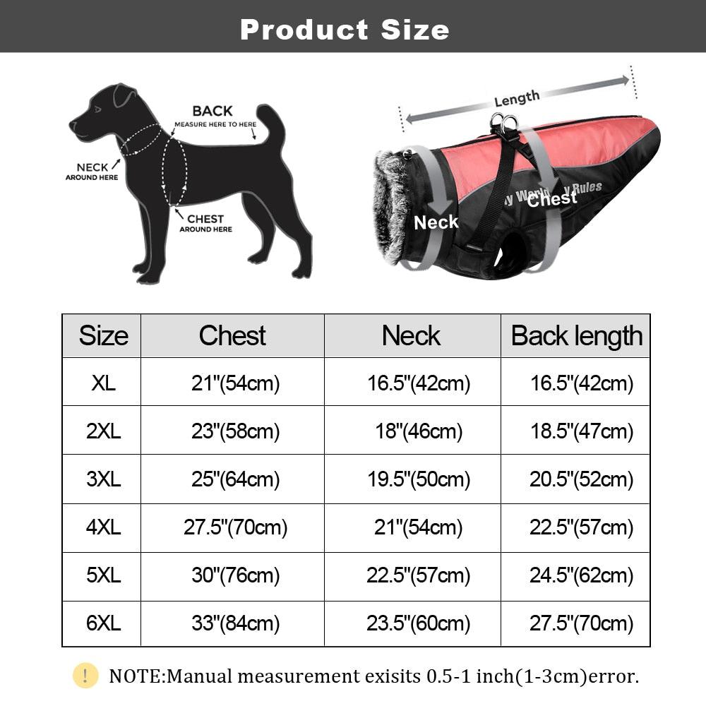 Warm Pet Clothes Winter Thicken Dog Coat Harness For Medium Large Dogs - Vest Waterproof (W1)