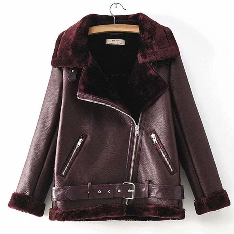 Warm Women's Winter Motorcycle Velvet Jacket - Plus Velvet Jacket (TB8B)