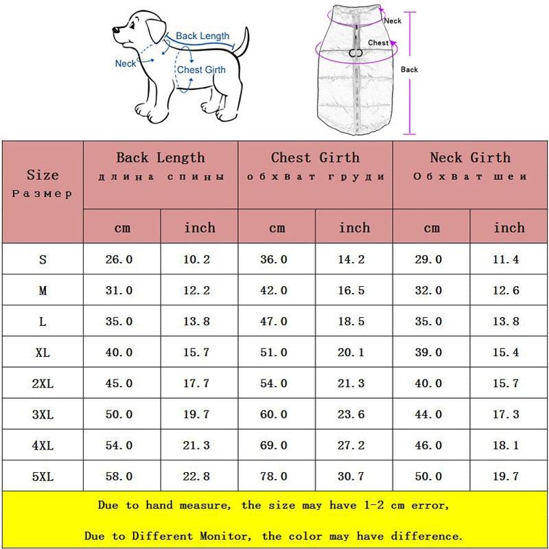 Waterproof Dog Clothes - Small Dogs Winter Warm Pet Dog Coat - Large Dog Clothes Puppy Pug Vest (W1)