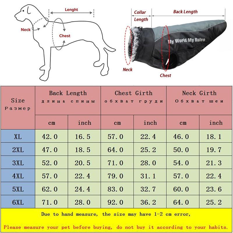 Waterproof Large Dog Clothes - Winter Dog Coat With Harness - Furry Collar Warm Pet Clothing (W1)(F69)