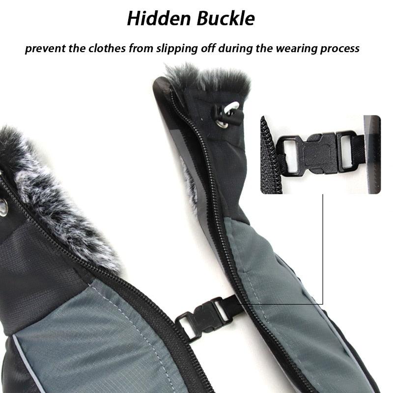 Waterproof Large Dog Clothes - Winter Dog Coat With Harness - Furry Collar Warm Pet Clothing (W1)(F69)