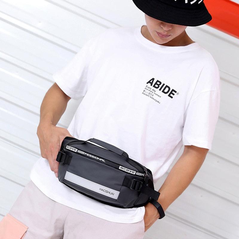 Waterproof Nylon Waist Bag - New Fashion Unisex Fanny Pack - Reflective Casual Travel Crossbody Chest Bags (LT8)(F79)