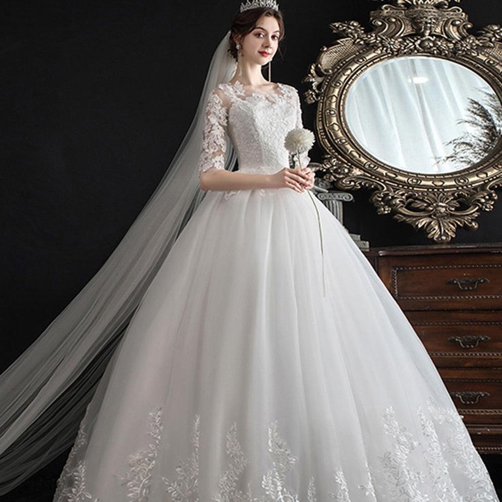 Gorgeous Wedding Dress - Floor-Length - A-Line Appliques Tulle Wedding Dresses - Bridal Gown (WSO1)