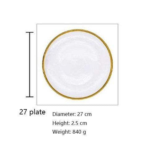 Western Transparent Flat Plates With Ins Style Dessert Tableware - Crystal Main Course (AK7)(F61)