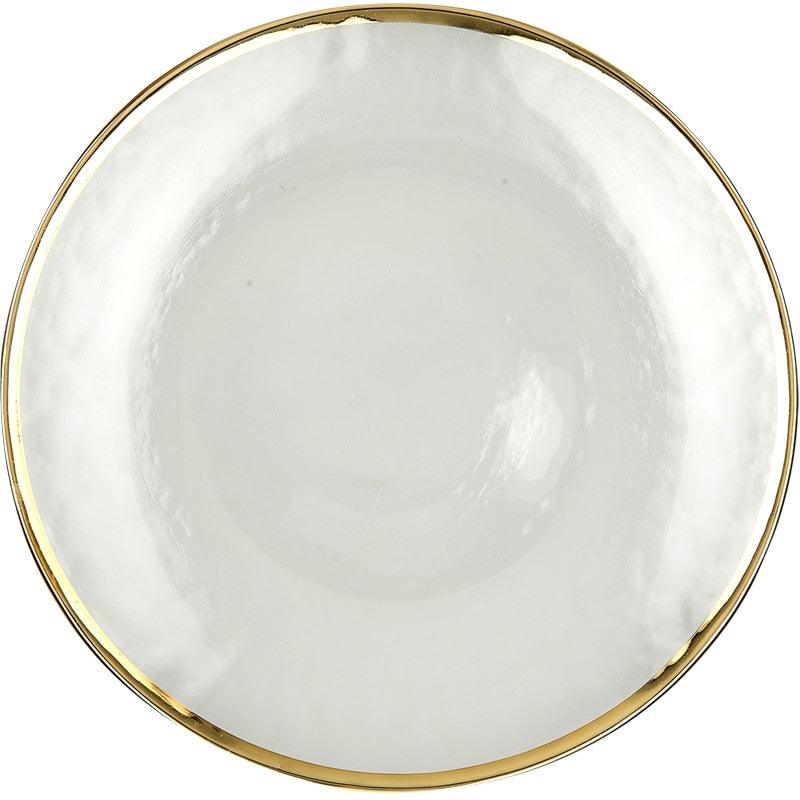 Western Transparent Flat Plates With Ins Style Dessert Tableware - Crystal Main Course (AK7)(F61)