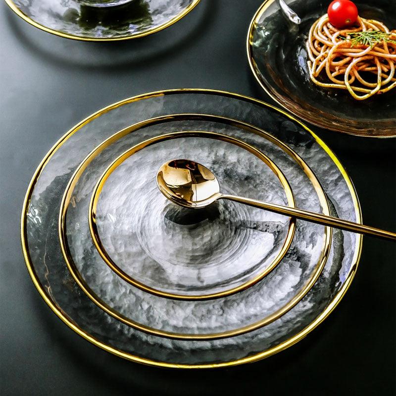 Western Transparent Flat Plates With Ins Style Dessert Tableware - Crystal Main Course (AK7)(F61)