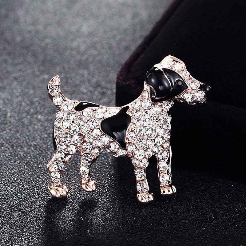 Great White Clear Rhinestone Crystal Dog Brooches (8JW)(F81)