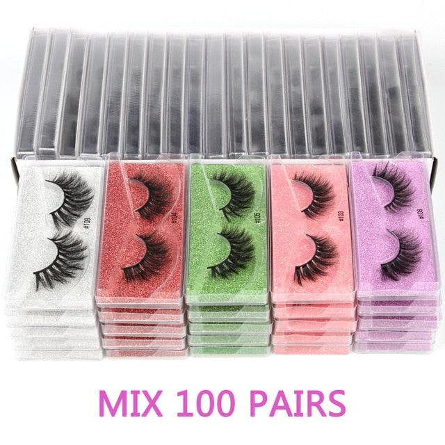 Mink Eyelashes 30/40/50/100pcs 3d Mink Lashes Natural false Eyelashes messy fake Eyelashes Makeup (M2)(1U86)