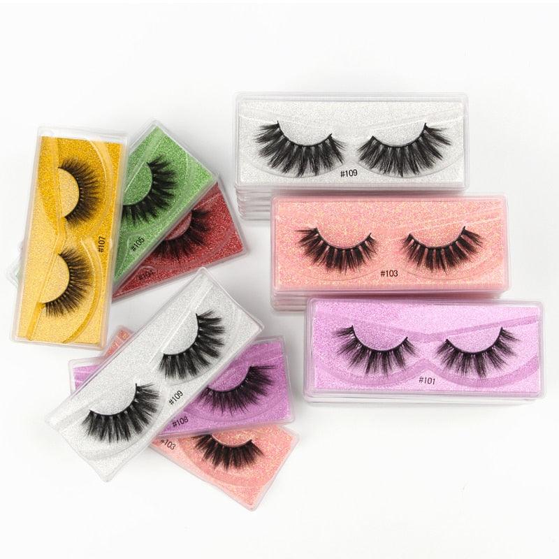 Mink Eyelashes 30/40/50/100pcs 3d Mink Lashes Natural false Eyelashes messy fake Eyelashes Makeup (M2)(1U86)