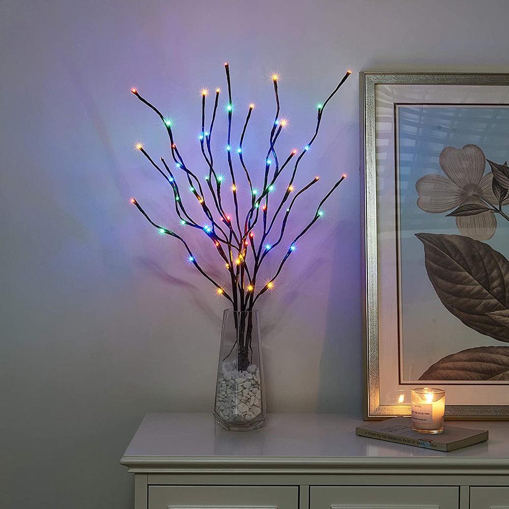 Willow Brown Branches Light - LED Branch Christmas vase Decoration Lights USB Plug-in with Switch 3pcs 60 Bulbs (LL5)1(1U58)