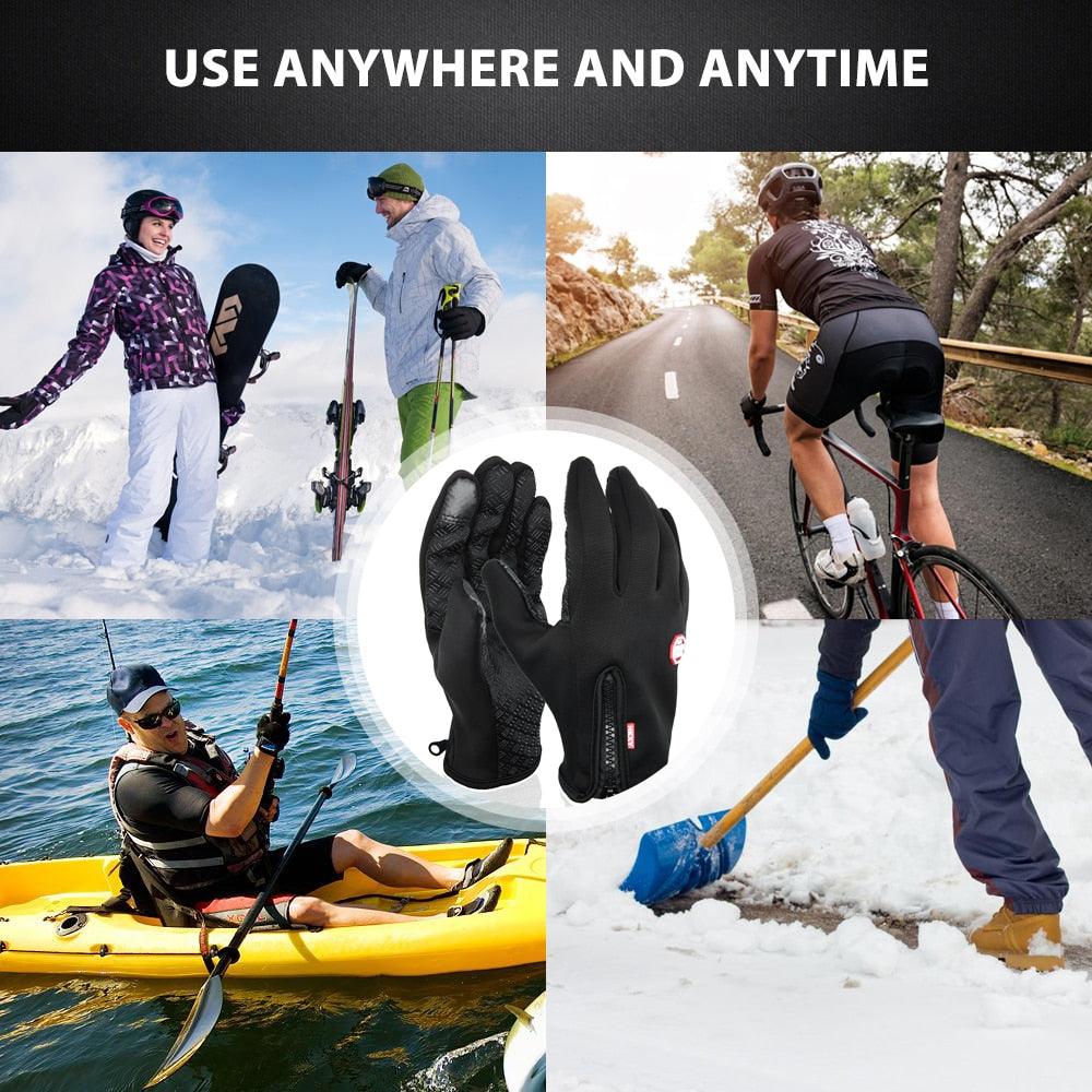 Windproof Warm Gloves - Winter Anti Slip Silicon Touch Screen Full Finger Touchscreen Sport Gloves (D17)(4AC1)