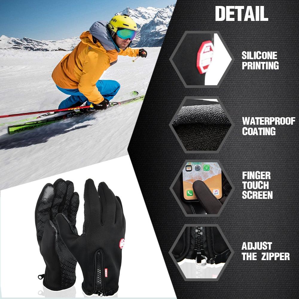Windproof Warm Gloves - Winter Anti Slip Silicon Touch Screen Full Finger Touchscreen Sport Gloves (D17)(4AC1)