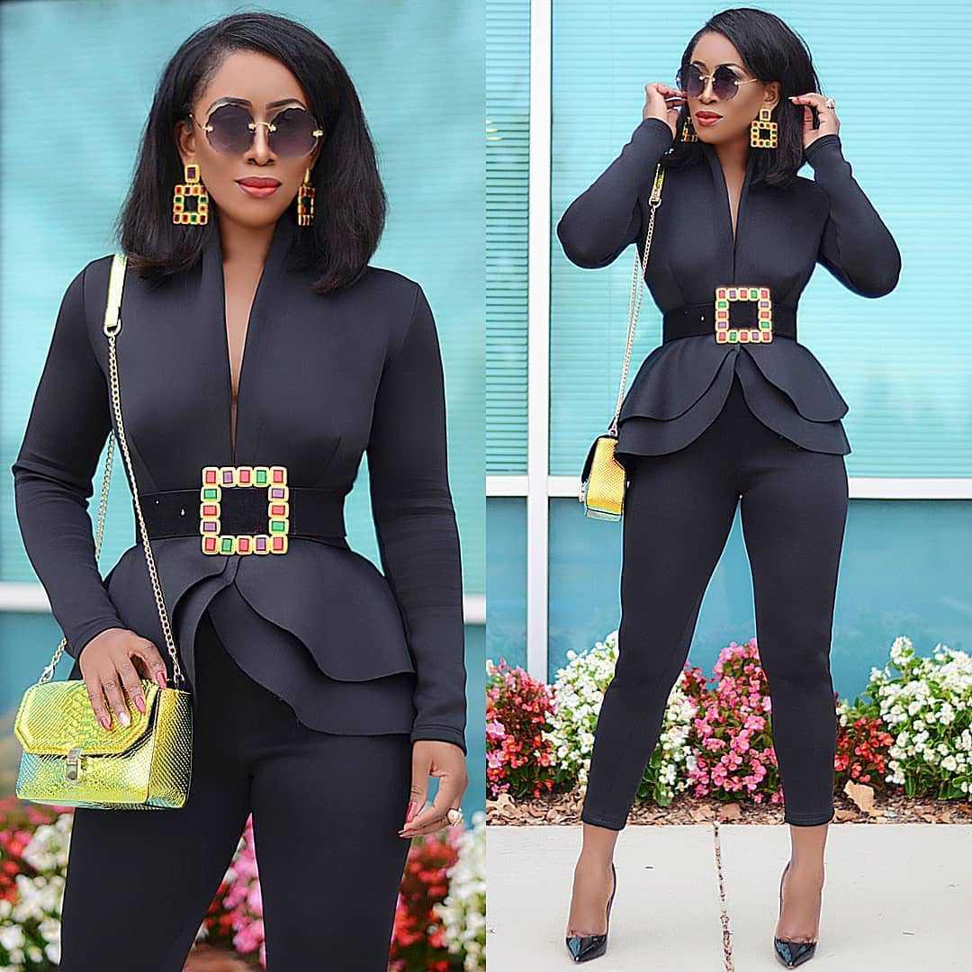 Winter 2 Piece Set Blazer - Women Work Wear - Full Sleeve Ruffles Pencil Pants Suit - Two Piece Office Set (3U20)