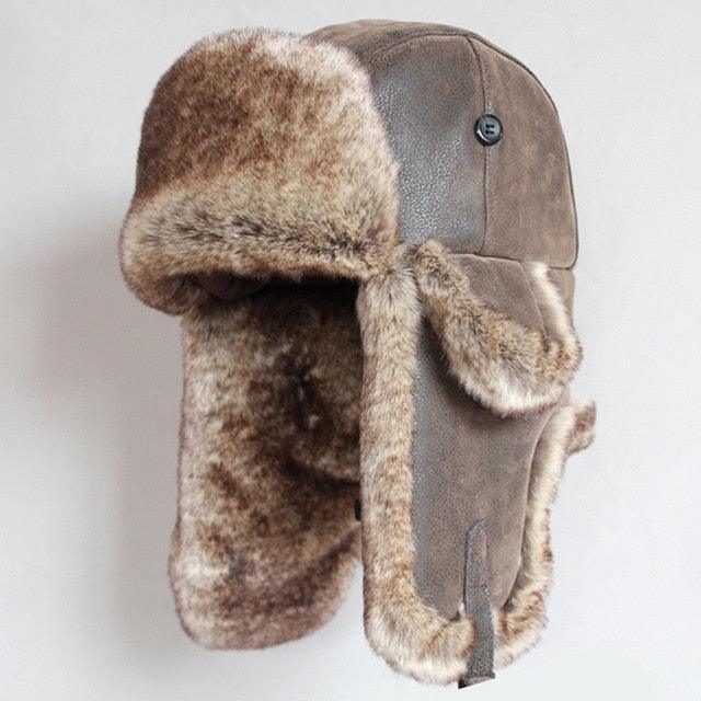 Great Winter Bomber Hats - Women Faux Fur Trapper Hat - PU Leather Wind Proof (WH7)