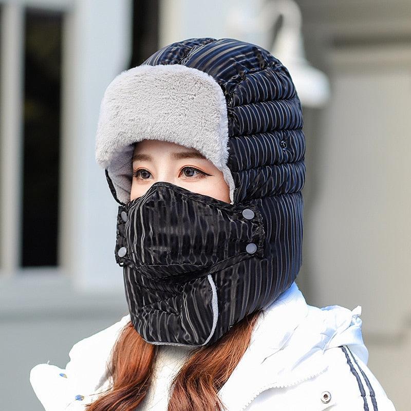 Winter Bomber Hats - With Ear Flaps & Mask Outdoor Russian Thicken Head Trapper (WH7)
