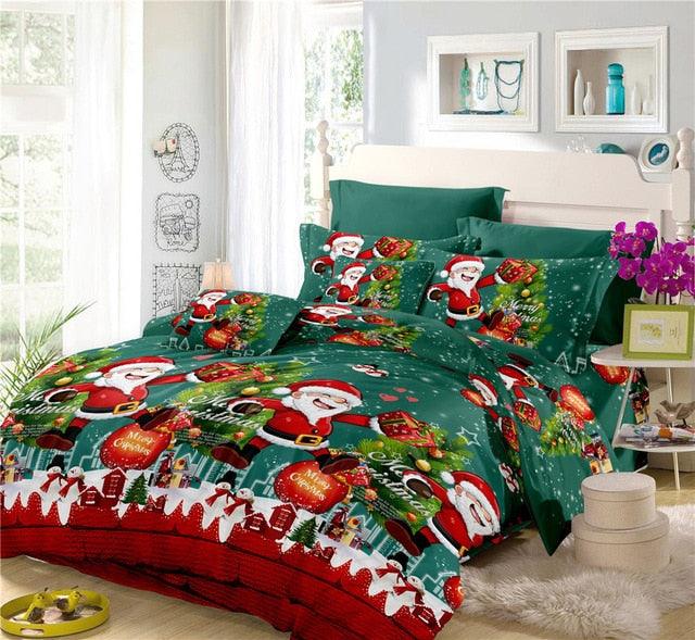 Winter Christmas Bedding Set Polyester King Queen Duvet Cover Set (B&6)(7BM)(8BM)(1U63)(1U66)