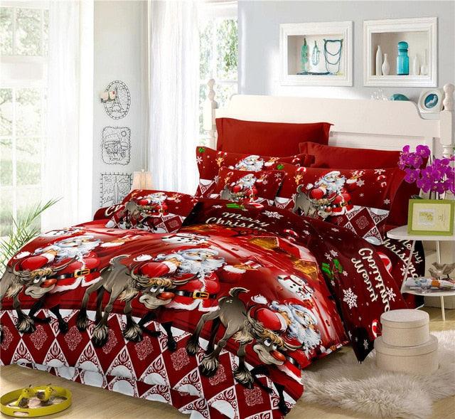 Winter Christmas Bedding Set Polyester King Queen Duvet Cover Set (B&6)(7BM)(8BM)(1U63)(1U66)