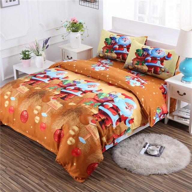 Winter Christmas Bedding Set Polyester King Queen Duvet Cover Set (B&6)(7BM)(8BM)(1U63)(1U66)