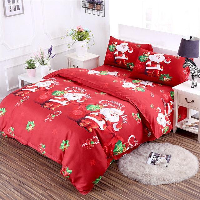 Winter Christmas Bedding Set Polyester King Queen Duvet Cover Set (B&6)(7BM)(8BM)(1U63)(1U66)