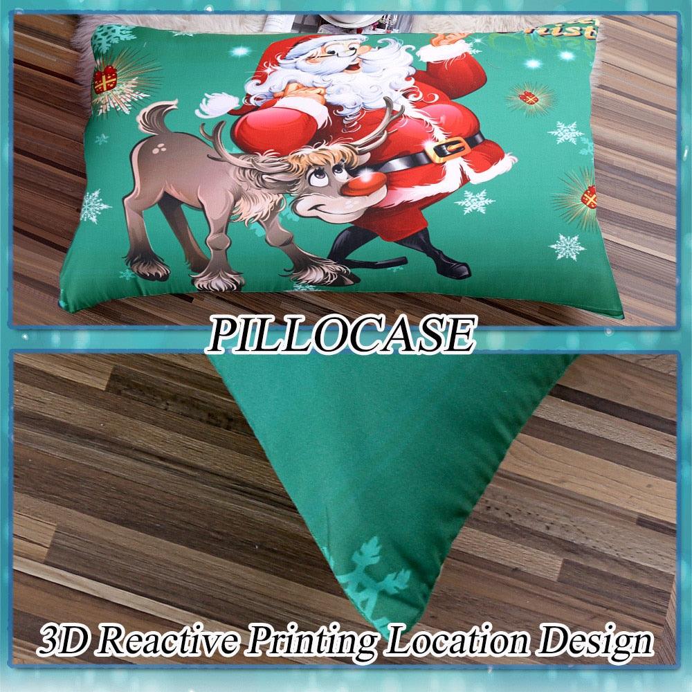 Winter Christmas Bedding Set Polyester King Queen Duvet Cover Set (B&6)(7BM)(8BM)(1U63)(1U66)