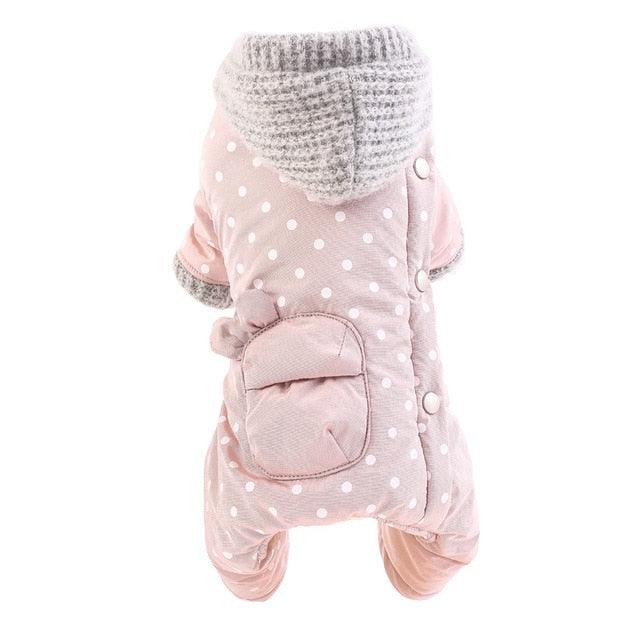 Winter Dog Clothes - Cute Dots Pets Clothing - Warm Dog Jumpsuit Coat (W5)(W2)