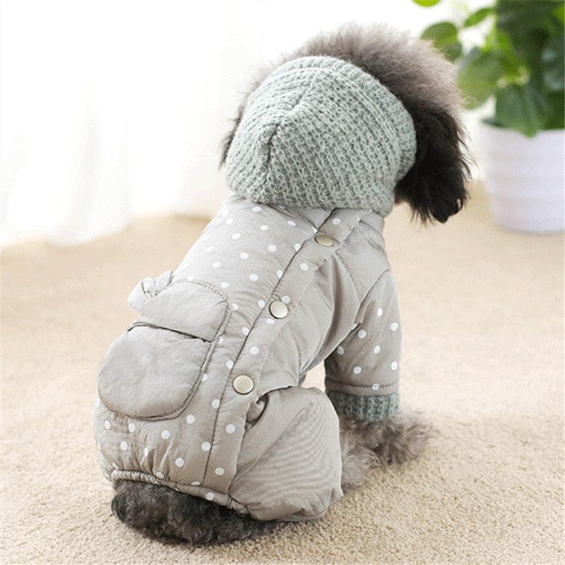 Winter Dog Clothes - Cute Dots Pets Clothing - Warm Dog Jumpsuit Coat (W5)(W2)