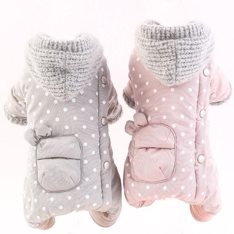 Winter Dog Clothes - Cute Dots Pets Clothing - Warm Dog Jumpsuit Coat (W5)(W2)