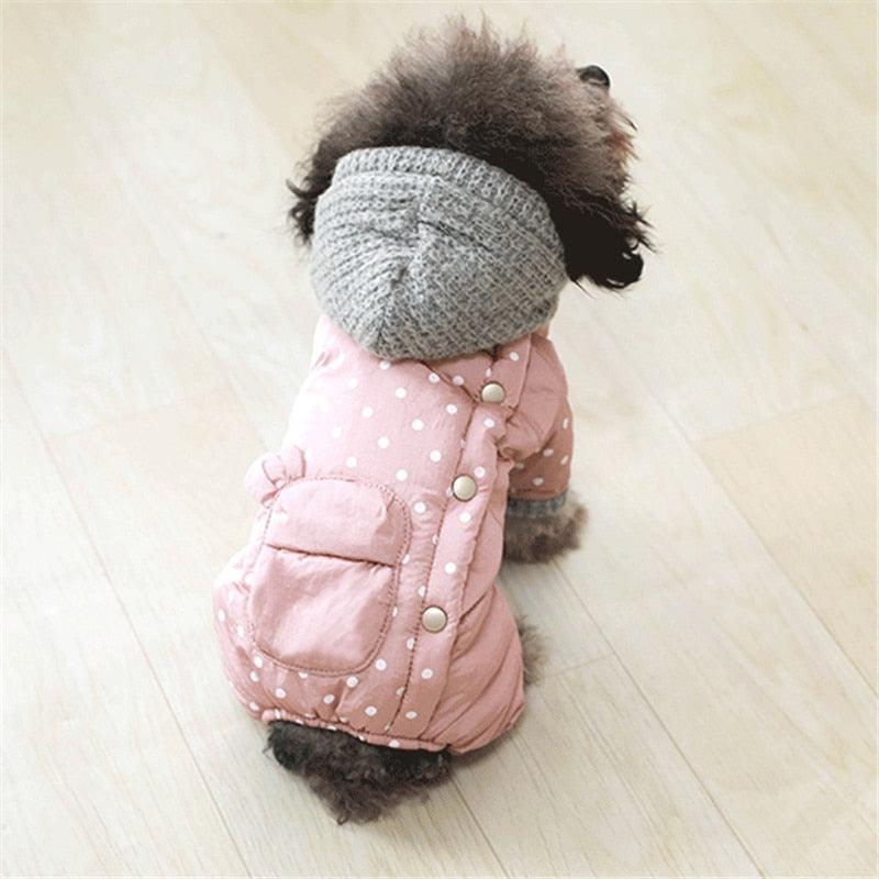 Winter Dog Clothes - Cute Dots Pets Clothing - Warm Dog Jumpsuit Coat (W5)(W2)