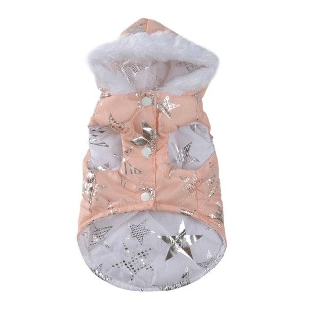Winter Dog Clothes - Pet Sliver Stars Printed Coat - For Small Dogs Warm Down Jacket Hoodies Clothing (2U69)