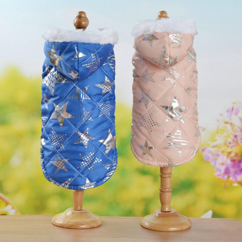Winter Dog Clothes - Pet Sliver Stars Printed Coat - For Small Dogs Warm Down Jacket Hoodies Clothing (2U69)