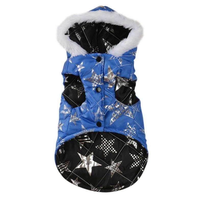 Winter Dog Clothes - Pet Sliver Stars Printed Coat - For Small Dogs Warm Down Jacket Hoodies Clothing (2U69)