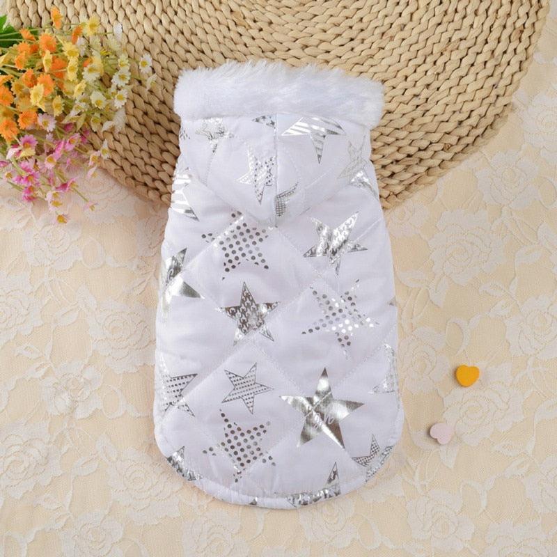 Winter Dog Clothes - Pet Sliver Stars Printed Coat - For Small Dogs Warm Down Jacket Hoodies Clothing (2U69)
